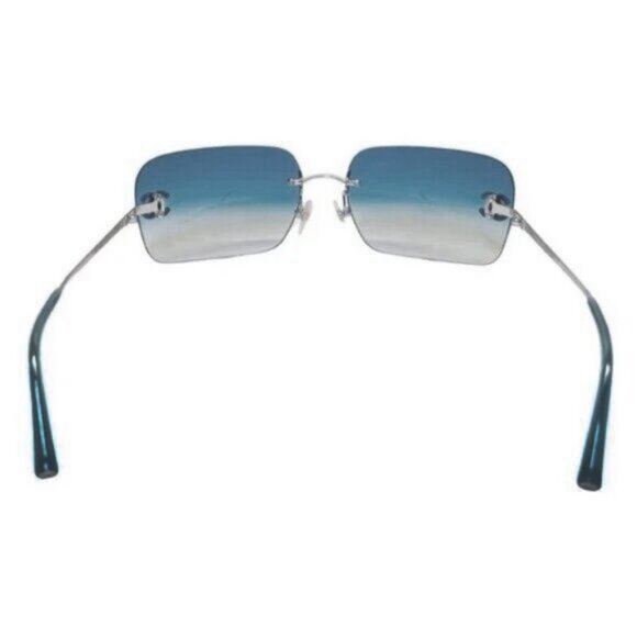 RARE Chanel Vintage Sunglasses Rhinestone Crystal CC Logo Rimless Gradient Blue - Picture 5 of 14